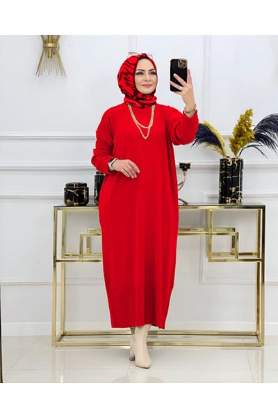 NİSUM MODA Pique Braided Knitted Dress