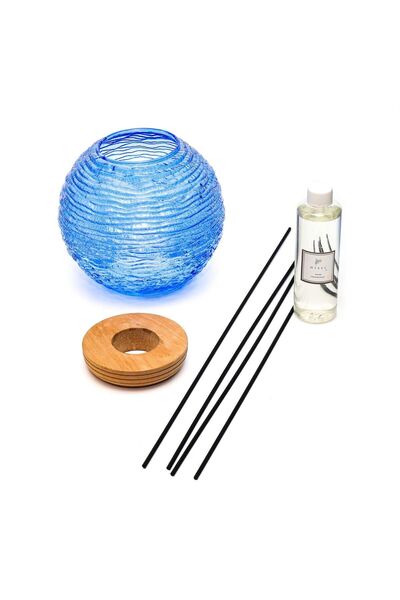 Missi Mavi Elegance Yuvarlak Cam Vanilya Sandal Oda Kokusu&Vazo