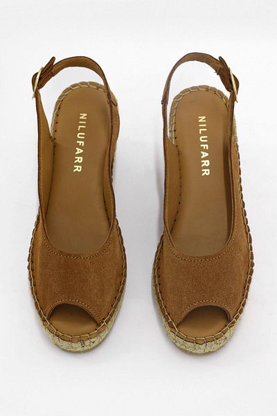 NILUFARR Genuine Leather Tan Suede Women's Heeled Sandals