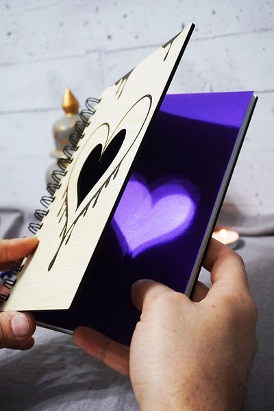 markcat Agenda School Notebook with Line Notebook in 120 Sheets with Heart Motif Wooden Cover (A5)