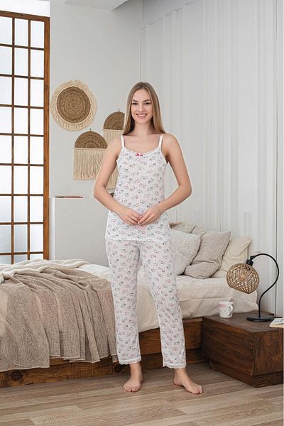 Elit Set de pijamale de vară cu imprimeu Little Cat pentru femei, cu guler din dantelă și detaliu pentru picioare