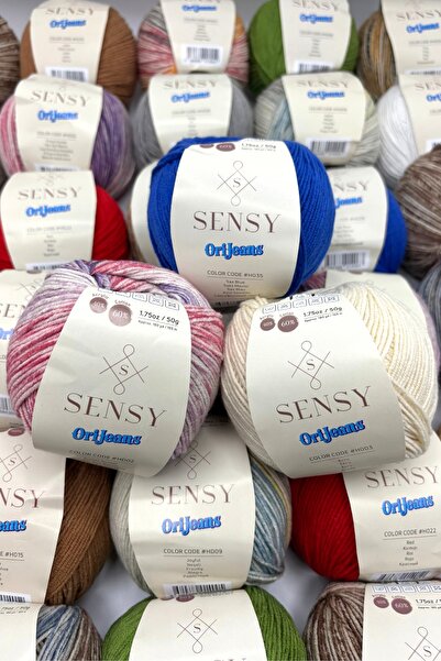 SENSY Premium OriJeans Renkli Ebruli Amigurumi İpliği Punch (PANÇ) Baby Soft Cotton 50 gr Örgü İpi Poly