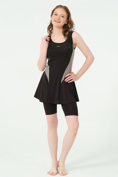 ALFASA Zero Sleeve Semi-Closed Swimsuit with Piping Decoration