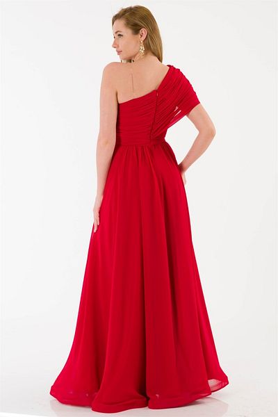 Bluewhite Γυναικείο βραδινό φόρεμα Artful One Sleeve Chiffon