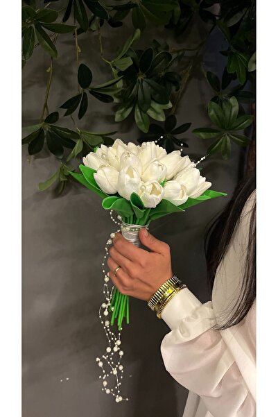 Pika Incili Islak Lale Gelin Çiçeği Gelin Buketi - Damat Yaka Çiçeği - Gelin ...