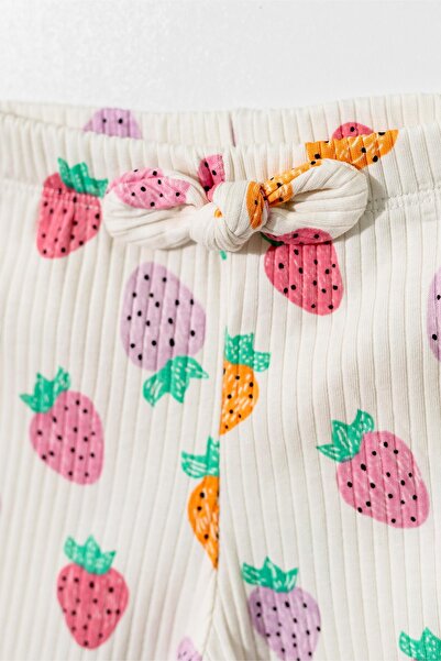 Magu Baby Girls Strawberry Print Cotton Short Sleeve T-Shirt and Pants Set - 6-18 Months