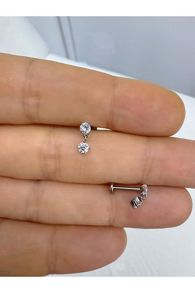 Arescollection 1 Piece G23 Titanium (Titanium) Helix Tragus Conch Compatible Piercing