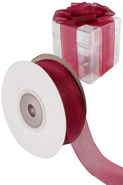 Hobigram Burgundy Color Organza Ribbon Width: 2 cm Length: 22 Meters Gift Decoration Packaging Ribbon