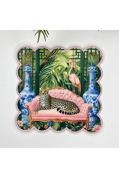 decofav Flamingo Design Κέντημα Edge Υφασμάτινη Χαρτοπετσέτα 1 Τεμάχιο