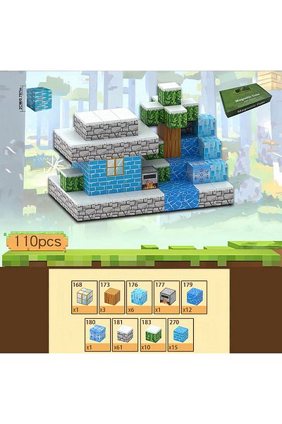 yaafun 110pcs DIY Magnetic Building Blocks Mine Magnet World Edition Cubes Construction Toys for Boys Girls
