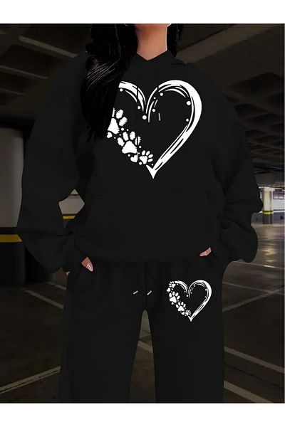DAXİS Sportwear Company ΓΥΝΑΙΚΕΙΟ Σετ Φόρμας με στάμπα - Σετ Φούτερ με κουκούλα