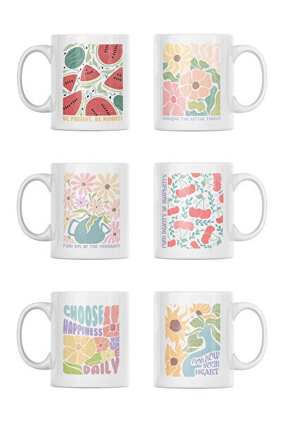 qoeuyl boutique Boho Bohem Çiçek Desenli Motivasyon Temalı  No:1 Baskılı Kupa...