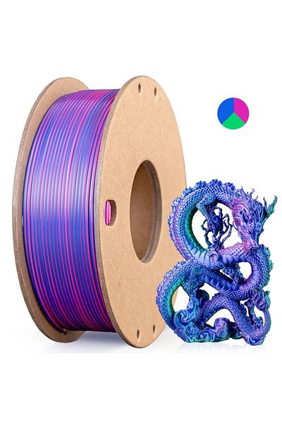 Choice RoseRedDarkBlueGreen Silk PLA 3D Printer Filament 1.75mm Triple Color Silk PLA Filament 3D Printing