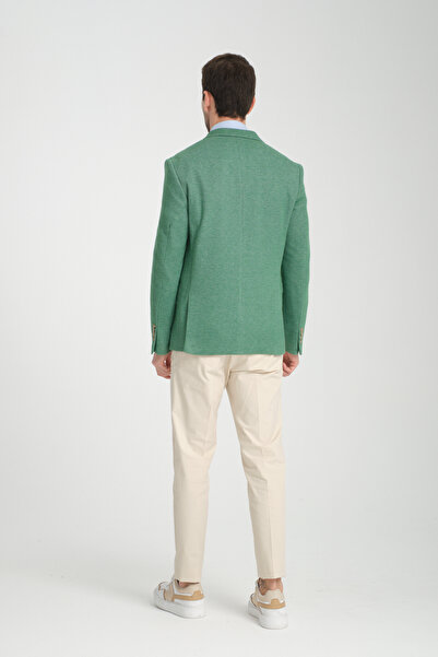 Frappoli Pasure Erkek Yeşil Esnek Kumaş Slim Fit Dar Kesim Blazer Ceket