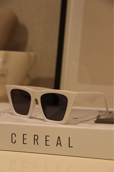 Nilu Moda Unisex Women's Sunglasses Uv400 Protection Black Glass White Frame