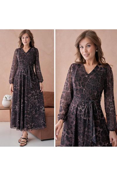 CİXAPLE Printed V-Neck Maxi Dress