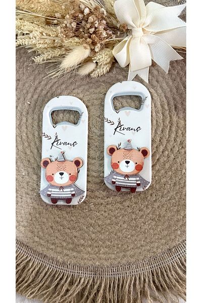 Ege ajans 10Pcs Wooden Embossed Baby Gift Opener Magnet