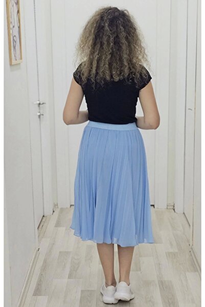 lodmela 6018-Baby Блакитна плісирована спідниця з еластичною талією