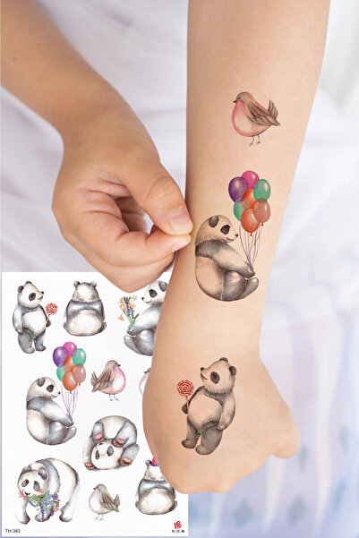 BP Tattoo Panda Renkli Çocuk Dövmesi