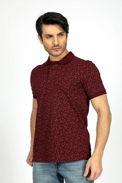 Lee Cooper Newfresh Men's 100% Cotton Polo Neck T-Shirt Plum