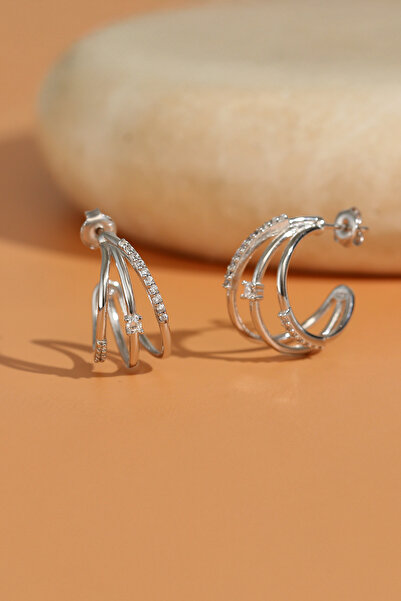 Gümüş Vadisi Kadın 925 Ayar Gümüş Zirkon Taşlı Küpe