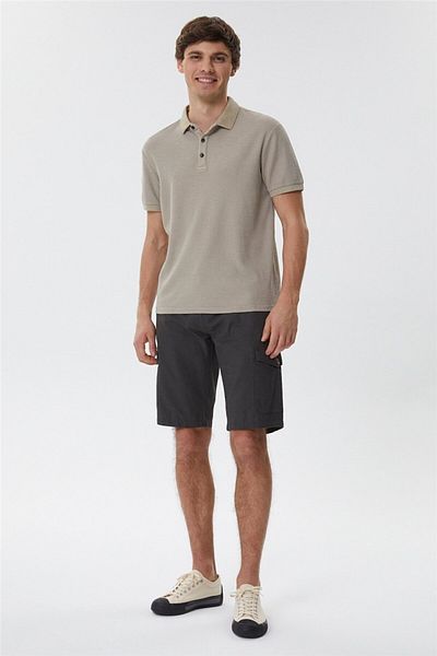Lee Cooper Tylen Men's 100% Cotton Polo Neck T-Shirt Dark Beige