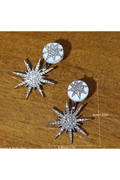 Dgt Luxury Gümüş Kaplama, Yapay Elmas Yuvarlak kar Tanesi Küpe