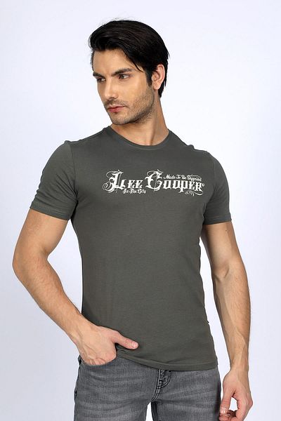 Lee Cooper Nero Men's 100% Cotton O Neck T-Shirt Khaki