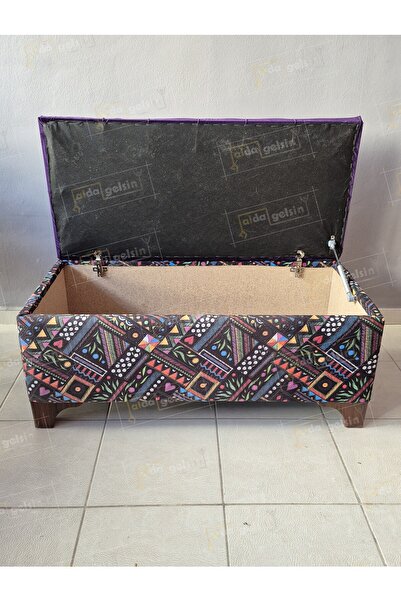 aldagelsin ALDASANDIKLIPUF Antik Desen  Amartisörlü Kapitoneli Lüks Sandıklı Puf (90*45)