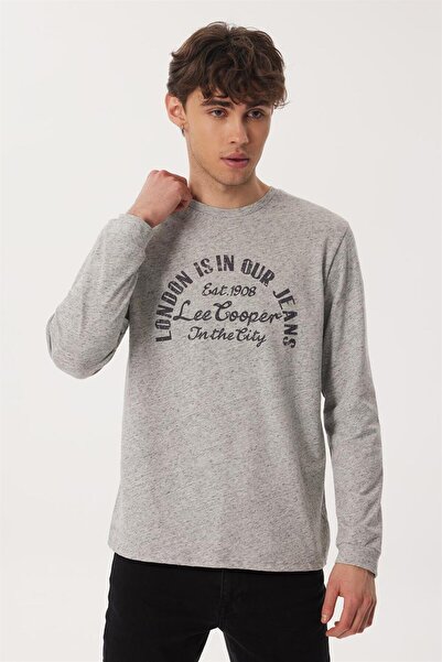 Lee Cooper Ανδρικό μπλουζάκι James με λαιμόκοψη O με μανίκια K. Grey