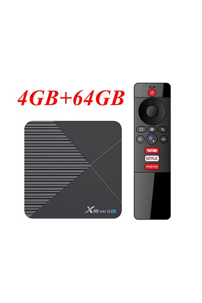 DooerTak صندوق تلفاز ذكي X88 MINI 13 ATV مزود بمقبس الاتحاد الأوروبي بسعة 4 جيجابايت و64 جيجابايت ونظام تشغيل أندرويد 13.0 و2.4 جيجاهرتز و5 جيجاهرتز وواي فاي مزدوج و6 مقاطع فيديو عالية الدقة 8K