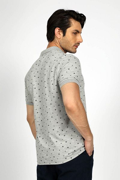 Lee Cooper Newandy Men's 100% Cotton Polo Neck T-Shirt Gray Melange