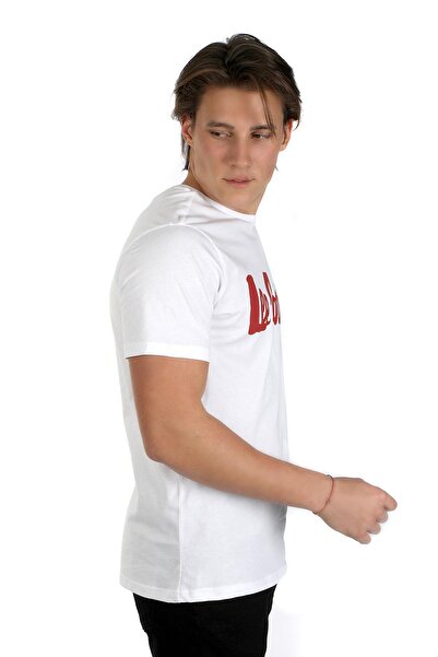 Lee Cooper Ανδρικό μπλουζάκι Londonlogo 100% βαμβακερό με λαιμόκοψη σε λευκό χρώμα-K