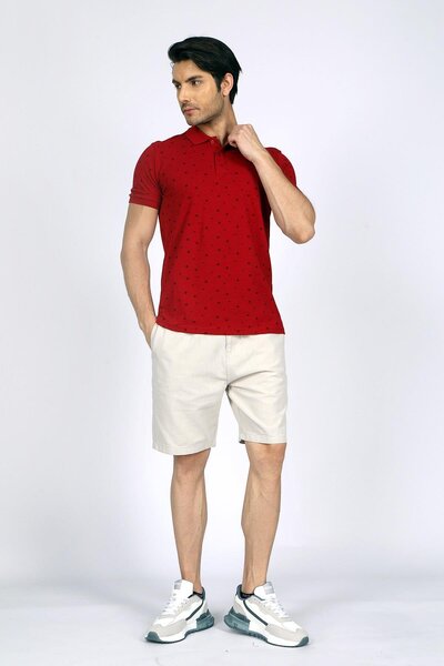 Lee Cooper Newandy Men's 100% Cotton Polo Neck T-Shirt Dark Red