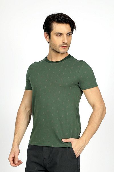 Lee Cooper Men's T-Shirt - Green 1 Cur Pın O Neck
