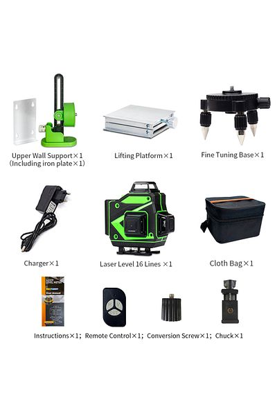 Choice 16-002-31-H 16 line 4D laser level, green line self leveling, 360 horizontal and vertical ultra stro