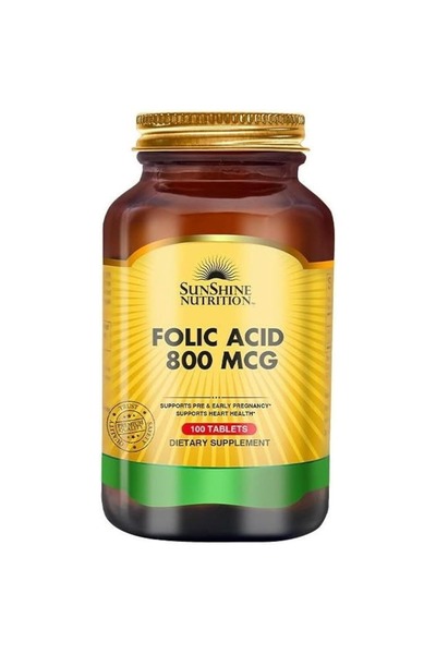 Sunshine Nutrition التغذية حمض الفوليك 800 ميكروجرام - يحتوي على فيتامين ب9، ...
