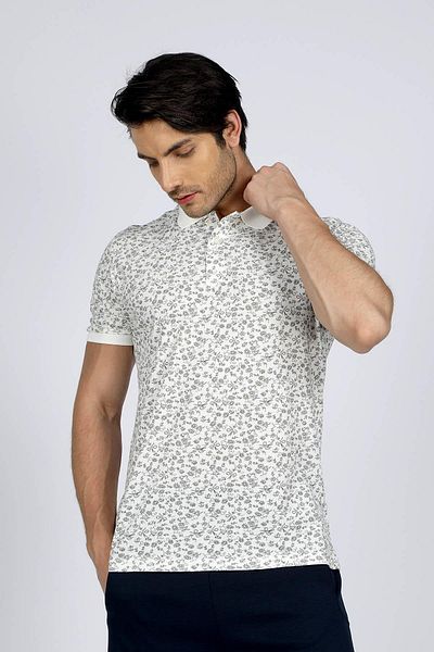 Lee Cooper Newfresh Ανδρικό μπλουζάκι με γιακά πόλο 100% βαμβακερό εκρού