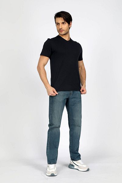 Lee Cooper Мъжка тениска с V-образно деколте Jonat, тъмносиня