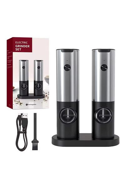 Choice Silver USB Rechargeable Electric Salt Pepper Grinder With Adjustable Roughness Freshly Ground Pepper