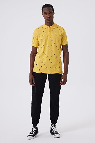 Lee Cooper تي شيرت رجالي من Palm مصنوع من القطن بنسبة 100% وياقة بولو باللون ...