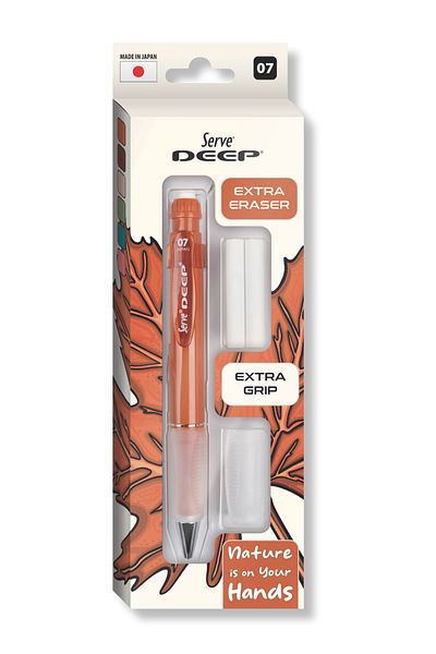 Serve Deep Versatil Pencil 07mm- Earth Tones - Set with Refills (Grip and Eraser)