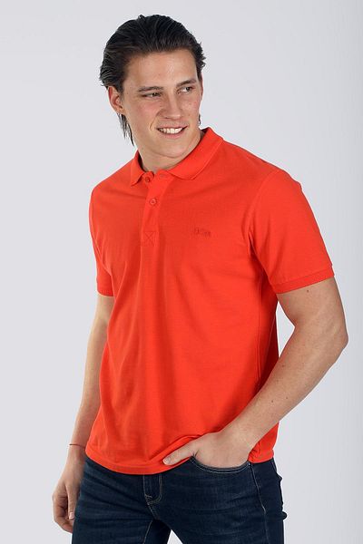 Lee Cooper Twins 1 Men's 100% Cotton Pique Polo Neck T-Shirt Coral