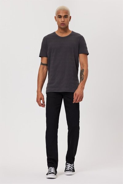 Lee Cooper Ανδρικό μπλουζάκι Baines 100% βαμβακερό με λαιμόκοψη σε σκούρο γκρι
