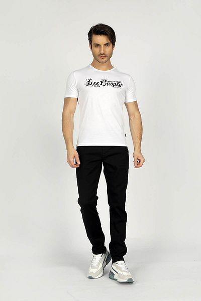 Lee Cooper Ανδρικό μπλουζάκι Nero 100% βαμβακερό με λαιμόκοψη λευκό