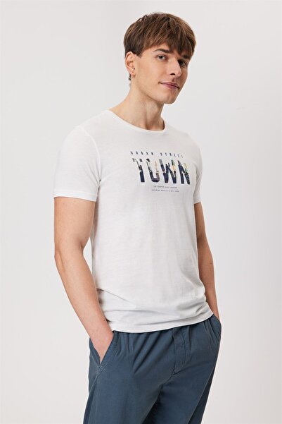 Lee Cooper Ανδρικό μπλουζάκι Town από 100% βαμβάκι με λαιμόκοψη σε λευκό χρώμα