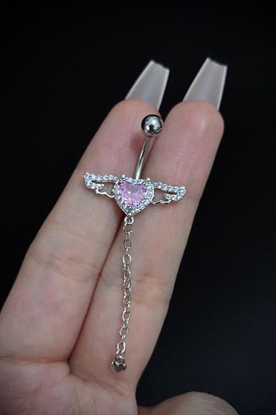 Blisse Piercing Women's Surgical Steel Angel Wing Figured Dangle Belly Navel Piercing