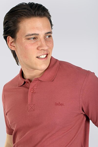 Lee Cooper Twins 1 Ανδρικό μπλουζάκι με γιακά πόλο από 100% βαμβάκι Dusty Rose