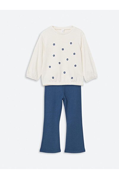 LC Waikiki Crew Neck Floral Girls' Sweatshirt and Leggings Pants 2 Pcs