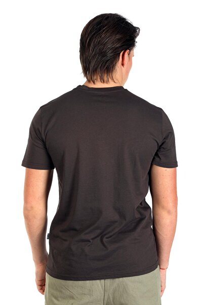 Lee Cooper Ανδρικό μπλουζάκι Rodrigo 100% βαμβακερό με λαιμόκοψη σε καφέ χρώμα